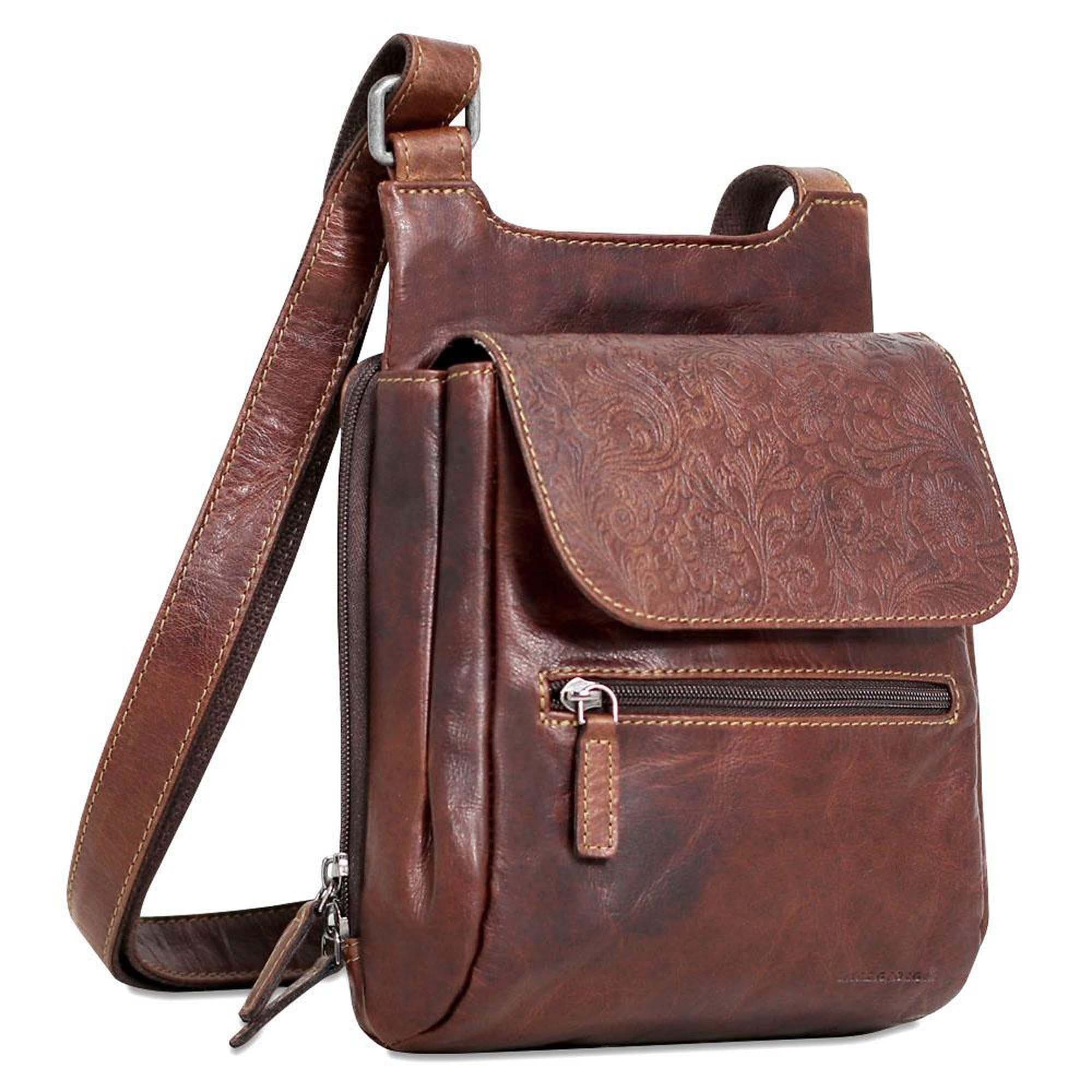Jack Georges Voyager Floral Cross Body Organizer Brown